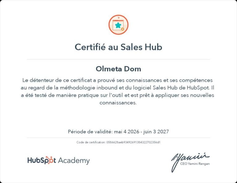 Sales Hub Certification